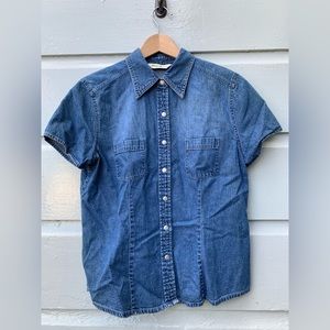 Eddie Bauer denim shirt short sleeve women’s snap VTG